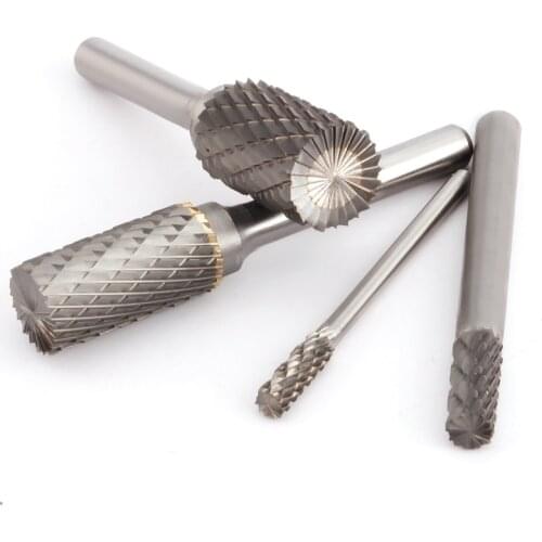 Tungsten Steel Rotary File 1pcs Boule Slot with Blade on The Top Carbide Alloy Cylindrical Milling Cutter Column Type 3-16mm