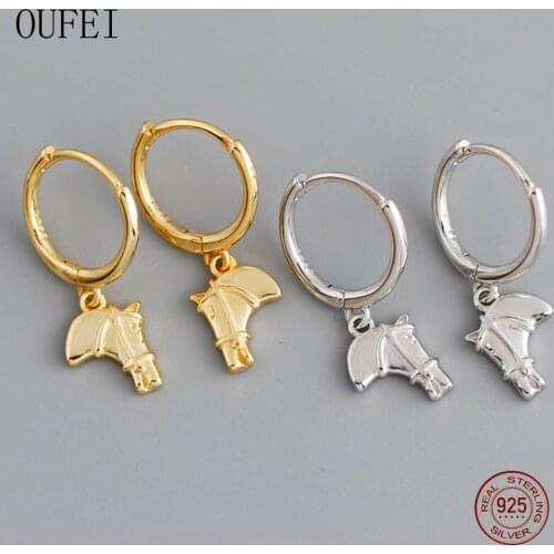 Punk Earring For Women 925 Sterling Silver Animal Horse Head Earrings Fashion Christmas Present Silver Charm Unique Earrings