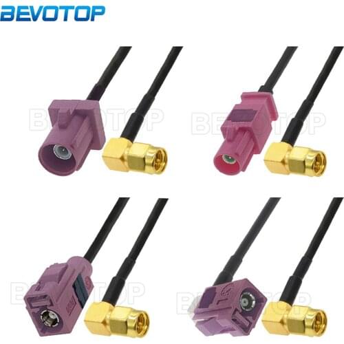 Violet Fakra H Male Female to SMA Male Righ Angle Plug RG174 Cable Adapter Car Antenna Extension Cord RF Coaxial Pigtail Jumper