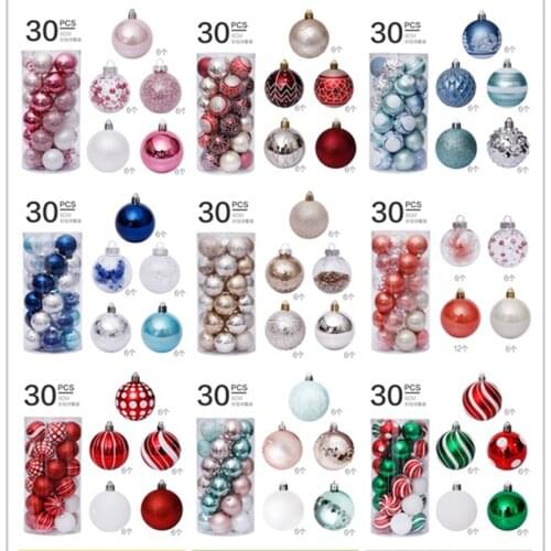 6CM 30PCS Christmas Ball Decoration Golden Transparent Ball Christmas Ball Set Christmas Tree Pendant Balls Home Decoration Ball