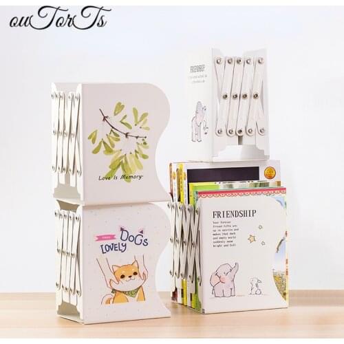Retractable BookStand Student Simple Bookshelf Desktop Storage Kawaii Scalable Book Stand School Storage Supplies Stationery