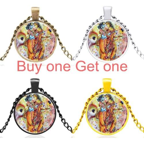High Quality Hindu Beauties Design Glass Dome Pendant Necklace Men Women Charm Jewelry Accessories Best Gifts