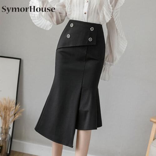 Womens Skirts 2021 New Fashion Plus Size irregular Midi Skirts Bodycon Package Hip Skirt Elegant Office Mermaid S0.irts Female