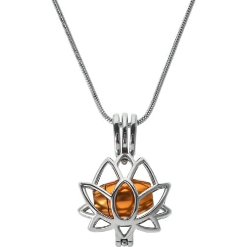 Lotus Ashes Necklace Pendant Necklaces Link Chain Heart Metal Women Stainless Steel Classic