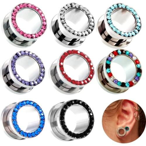 1 Pair Stainless Steel Ear Expander Body Piercing Jewelry Single Flare Flesh Tunnel Ear Plugs Expander 2-20mm Ear Stretcher