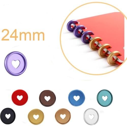 100PCS Notebook Mushroom Hole Buckle Loose-leaf 24MM Binding Discs Love Frosted Binding Buckle DIY Planners Office Supplies