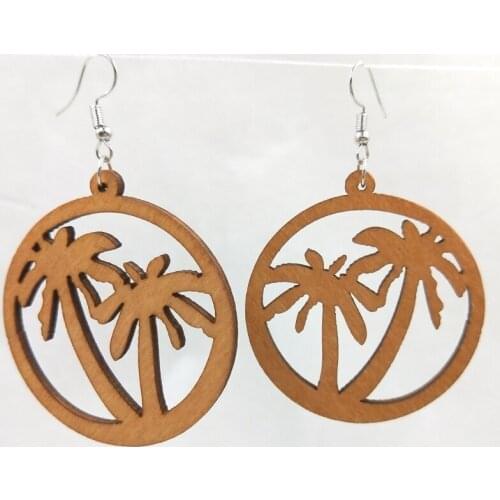 12Pairs Good Quality Wood Earrings Organic brown Hollow African Woman Wooden Brincos Pendant 5cm E403