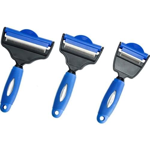 2 in 1 Stainless Steel Dog Comb Multi-purpose Pet Grooming Tool Hair Removing Brush For Cat Dogs Turnover Dogs Cat Fur Trimming