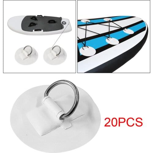 20pcs Inflatable Boat D-ring PVC Round Pad/Patch Watercraft Inflated Kayak Rubber Raft Rigging Rope D Buckles Parts Accessories