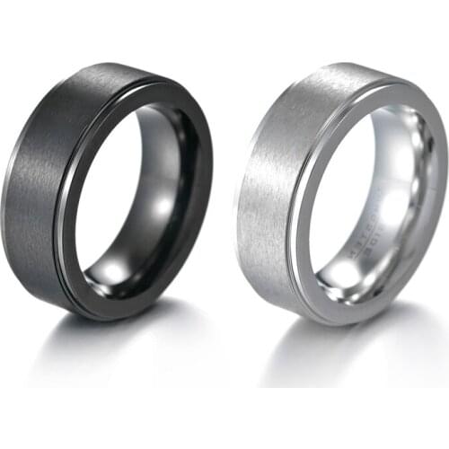 2021 High-end Fashion Simple 8MM Classic Black Silver High Quality Tungsten Steel Engagement Jewelry Ring Gift