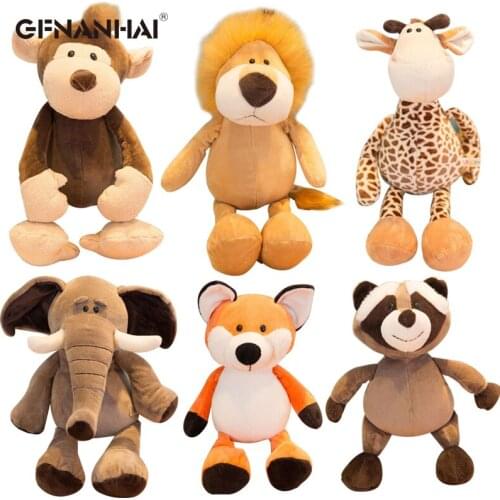 25/35cm Forest Animals Stuffed Plush Doll Toys Kids Giraffe Elephant Monkey Lion Tiger Plush Animal Toys Children Birthday Gifts