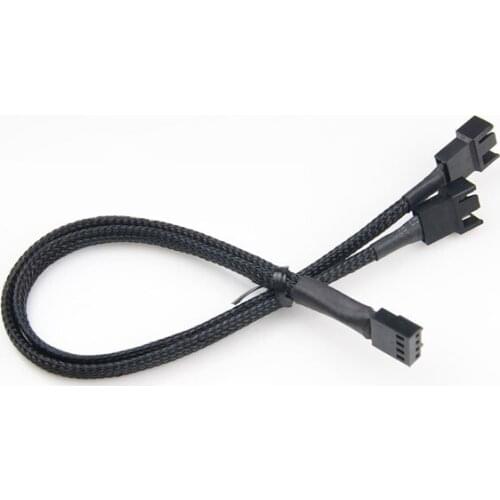 Motherboard fan 4Pin PWM 1 to 2 cable Weaving nets extension cable 30cm