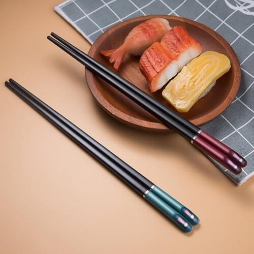 5 Pairs Alloy Chopsticks Non-slip Anti-rust Nice-looking Chinese Chopsticks Dessert Dinner Kitchen Utensils for Home