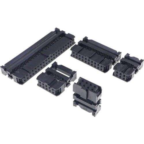 50 pcs 0.10" 2.54mm Pitch 6 Position 8 10 12 14 16 18 20 24 26 30 34 40 Pin Female IDC Socket IDC Connector Ribbon Cable 1.27mm