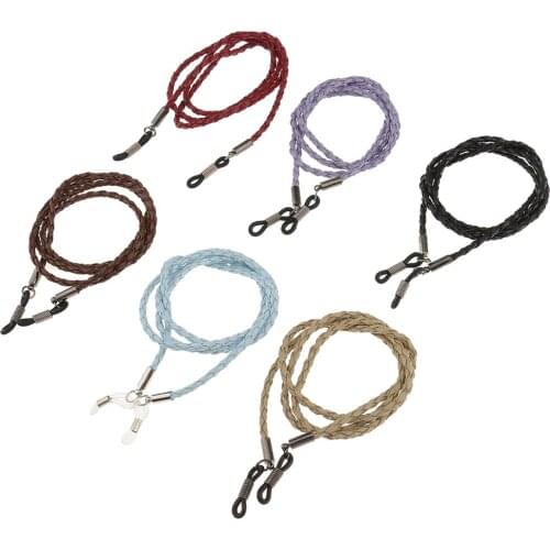 6Pcs Fashion PU Leather Unisex Bohemian Eyeglass Holder Necklace Eyeglass Chain Nixed Color Eye Glasses Sunglasses Chain Cords