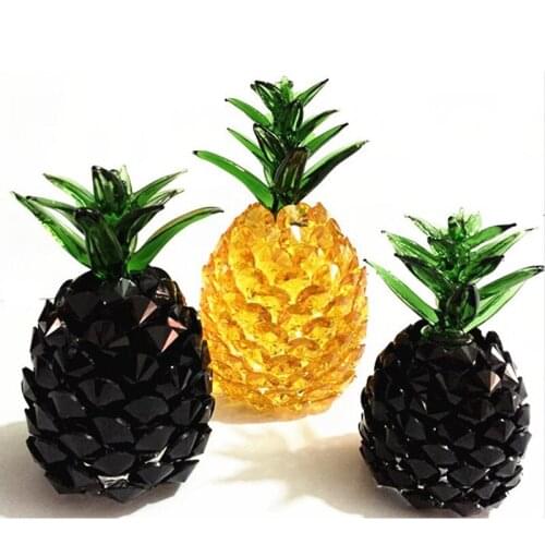 60mm/90mm Crystal Crafts Pineapple Glass Paperweight Fengshui Figurine Quartz Ornaments Home Decoration Christmas Souvenir Gifts