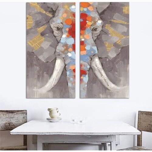 Abstract Couple Elephants Canvas Oil Painting Quadro Wall Pictures Cuadros Decoracion Scandinavian Posters Home Decor Unframed