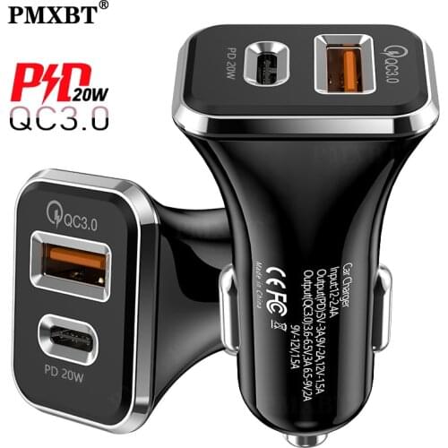 20W PD USB Socket in Car Fast Charging for iPhone 11 12 Pro Max Mini Xiaomi Redmi 10 9 8 Mobile Phone Type C USB Car Charger