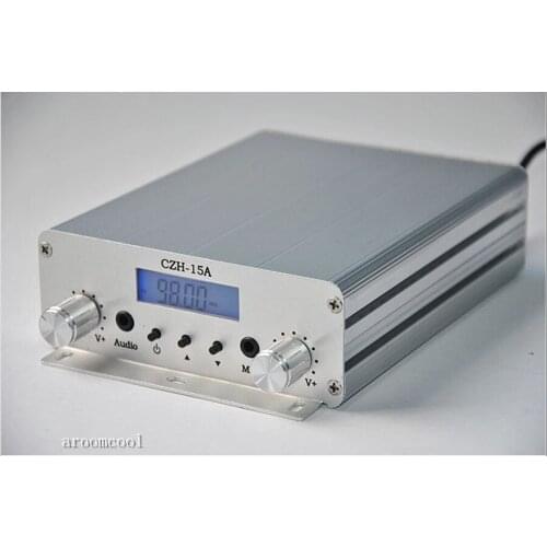 Free shipping CZH-15A 15W FM radio broadcast PLL Transmitter FM Transmitter Silver Color