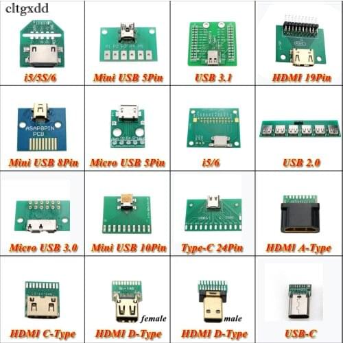 Cltgxdd Mini/Micro USB Test PCB Board For iPhone 5 5S 6 Type-C/ HDMI/USB 2.0 3.0 3.1 Charging Dock Flex Easy Test Tool board