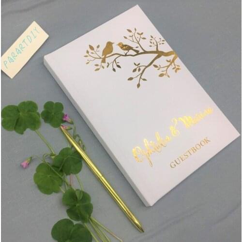 Personalize Bird Love Wedding Guestbook Journal Wedding guest book Custom foil gold modern wedding guests sign in book