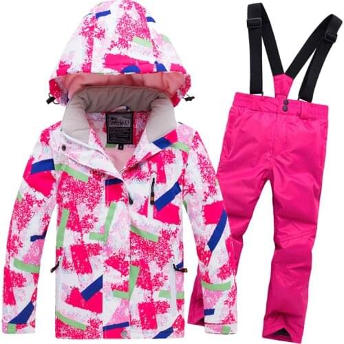 2019 Hot Sale Brand Boys/Girls Ski Suit Waterproof Pants+Jacket Set Winter Sports Thickened Clothes Childrens Ski Suits -30