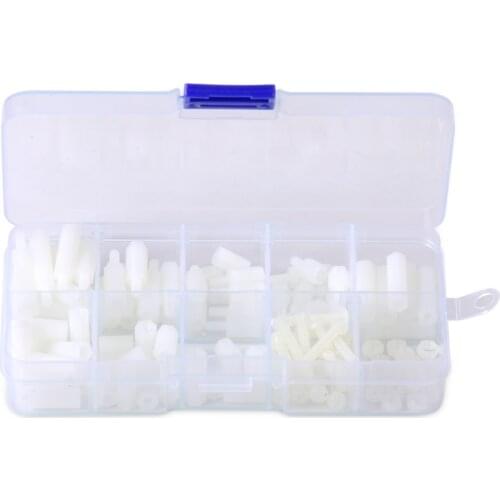 LETAOSK 120pcs White Assortment Kit Nylon M3 Screws Hex Nut Standoff Spacers Column Accessories