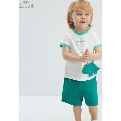 DBX17715 dave bella summer baby boys casual letter clothing sets kids boy fashion sets children with a small bag 3 pcs suit