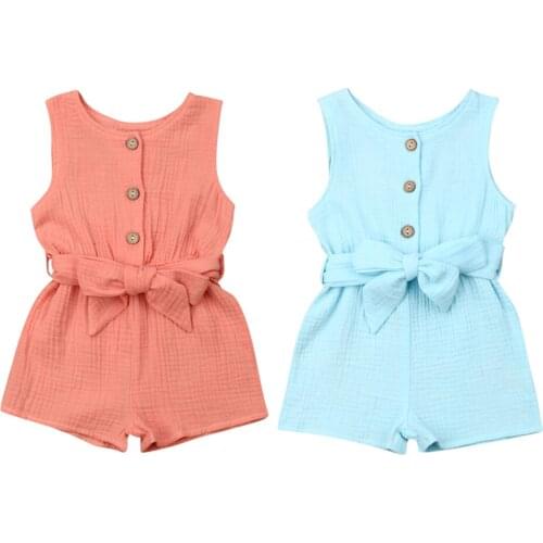Summer Newborn Baby Girl Clothes Sleeveless Bowknot Romper Jumpsuit Overall Outfit Casual Clothes 0-18M Set