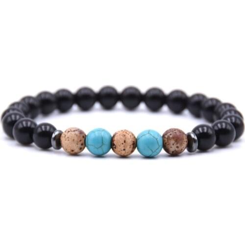 Matte Onyx Pictures Stone Black Bracelet Man Fashion Gift For Women Beautiful Bracelets