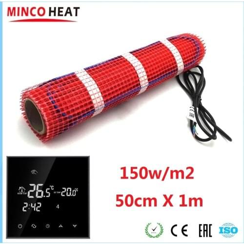 MINCO HEAT 50cmX1m 0.5m2 Underfloor Heating Warm Mat 150w/m2 Electric Heater Under Tile with Smart WiFi Thermostat