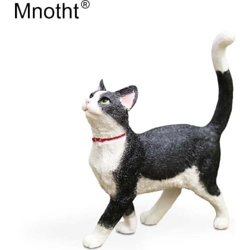 Mnotht 1/6 Black white Cat Model Cow Cat Mini Toys Lovely Animal Emulation Accessory for Action Figure Collection Gifts