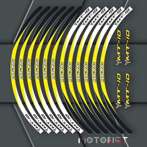 A set of 12pcs high quality motorcycle wheel decals waterproof Reflective stickers rim stripes For Yamaha MT-10 MT10
