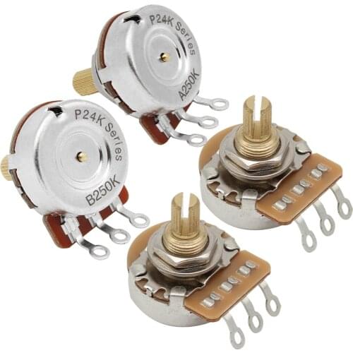 NEW Pack of 2 A250K & 2 B250K Short Shaft Pots 24-Tooth Guitar Potentiometers For Electric Guitar Bass