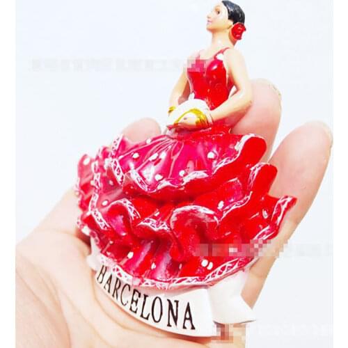 Spain Barcelona Framingo Dance Girl Stereo Collection Gift Travel Souvenir Refrigerator Sticker 3D Fridge Magnet Sticker