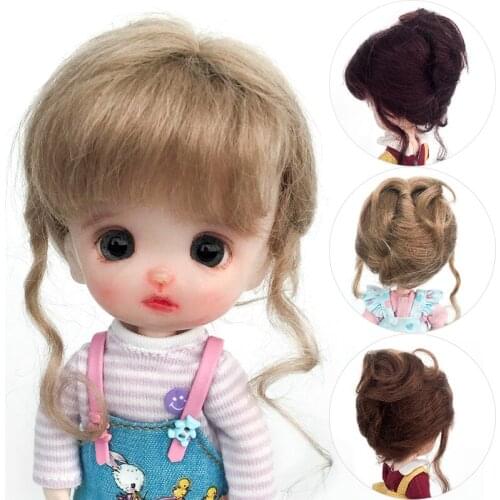 New 1/8 BJD/SD/doll wig mohair bangs long curly golden brown fake hair little princess wig OB fake hair for doll wig