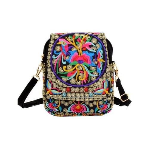 New National embroidery women small shopping handbags!Nice floral prints lady cover shoulder bag All-match Casual canvas Carrier