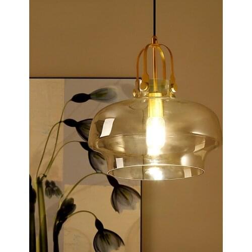 Nordic Design Restaurant Cognac/Gray Glass Pendant Lights Simple Modern Light Fixtures Balcony Bar Aisle Staircase Ktichen Cafe