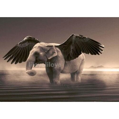 Full Square/Round Drill 5D DIY Diamond Painting Elephant wings Embroidery Cross Stitch pictures of Rhinestones Home Decor TY305