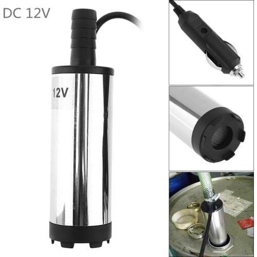 DC 12V / 24V 38MM Portable Stainless Steel Car Electric Submersible Pump Fuel Water Oil Barrel Transfer Pump Tool with Charger