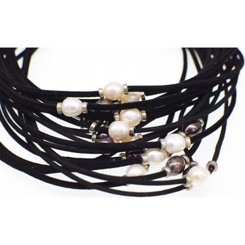 Freshwater pearl white/pink/purple/black pendant necklace FPPJ nature beads