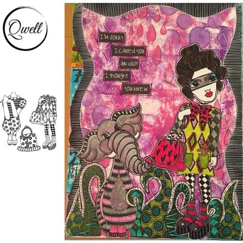 QWELL 7*8.5 inch Clear Stamps Colorful Clothes Handbag for DIY Scrapbooking Paper Craft Cards Album New 2021