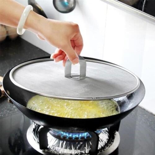 Grease Splatter Screen Pan Cover Stainless Steel Frying Pan Fine Mesh Stops Stove Oil Guard Pot Lid Kitchen Accessories
