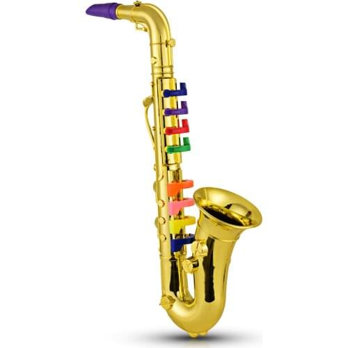Saxophone Kids Musical Wind Instruments ABS Gold Saxophone with 8 Colored Keys
