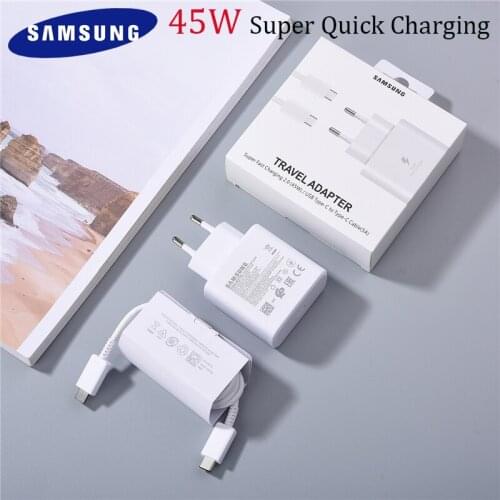 SAMSUNG Original 45W USB-C Super Fast Charging EP-TA845 Power Adapter For GALAXY Note 10 Plus 5G A91 Note10+ S20 S21 Ultra S10 9