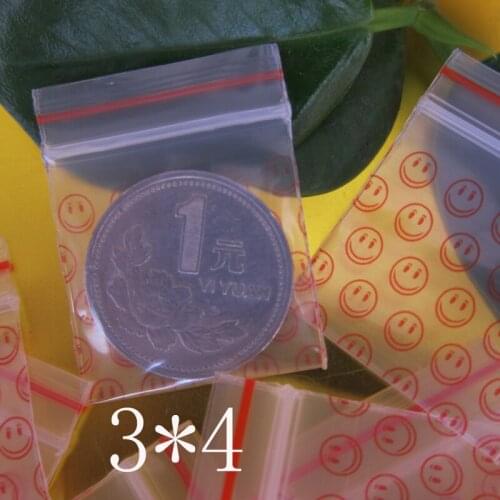 Smiling face PE small self-styled bag 3 * 4cm special thick seal bag printing cigarette holder bag sealed bag 100 pcs