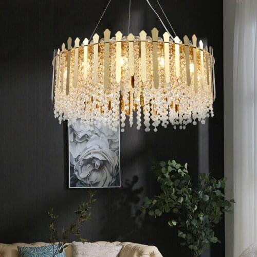 Modern Golden Luxury Crystal Pendant Lights Lustre Bedroom Living Dining Room Indoor Lighting Decor Lamp Hanging Light Fixture