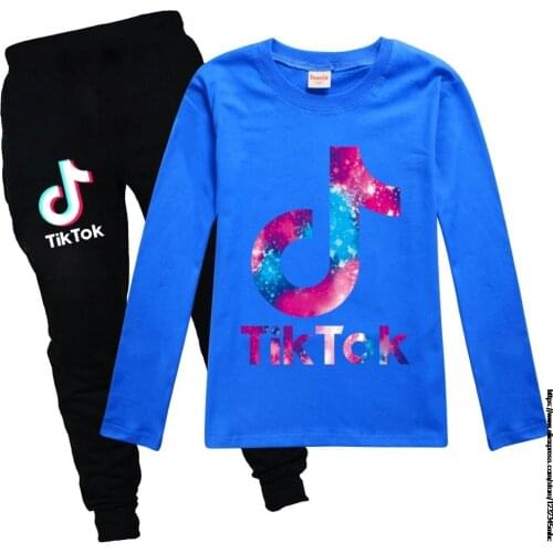 Tik Tok 2pcs/Set Boy Girl Clothes Spring Autumn T-Shirt+Pants Kids Sport Suit Children Clothing Tracksuit Teenagers Suit 2-16Y