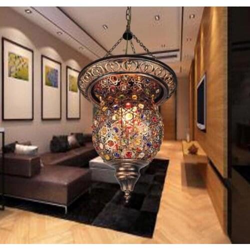 Turkish moroccan Bohemia turkish pendant light mosaic stained glass Corridor Stairwell cafe restaurant hanging light lamp