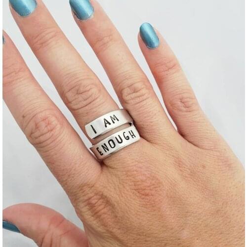 I Am Enough Ring Adult Encouragement Gift You Are Enough Stay Strong Uplifting Jewelry YLQ7277